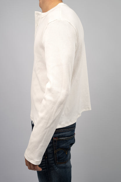 RIBBED HENLEY SHIRT OFF-WHITE