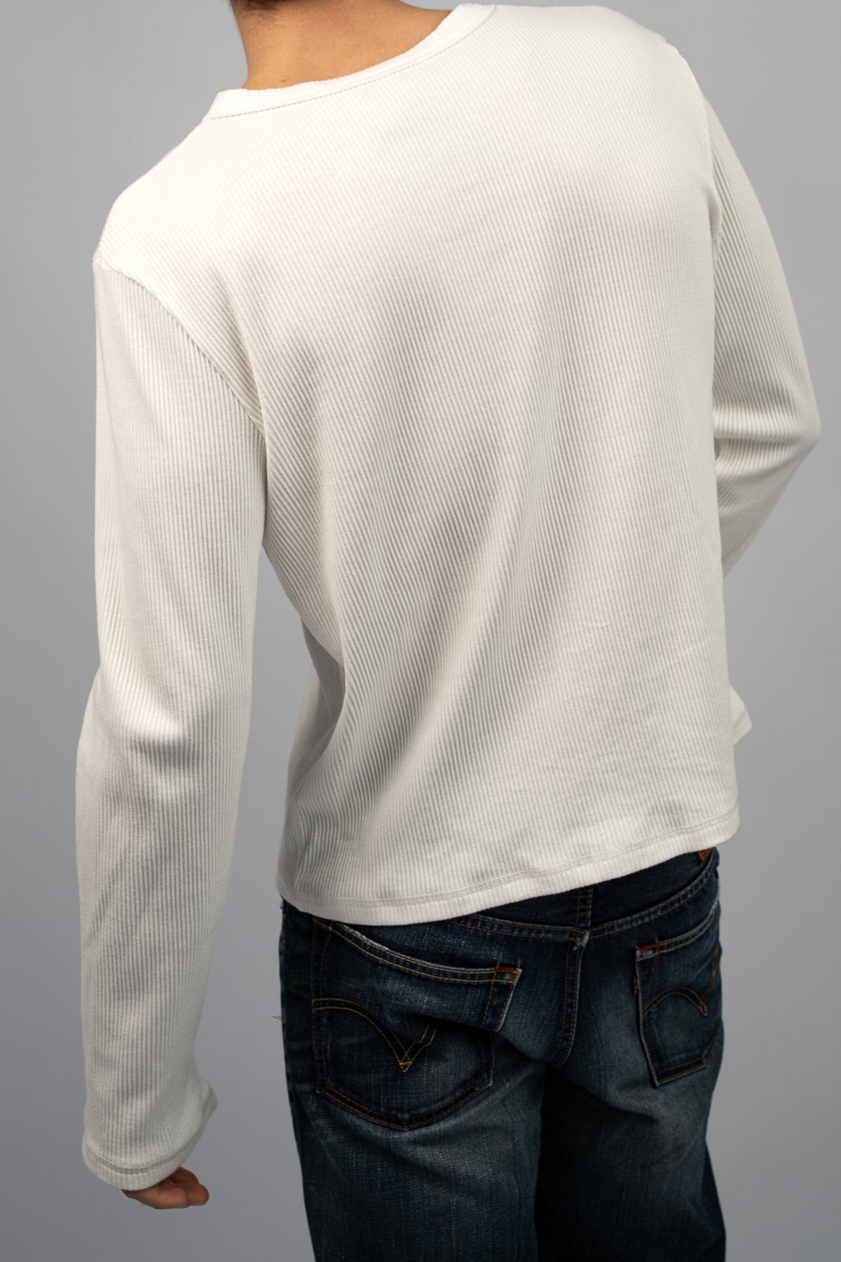 RIBBED HENLEY SHIRT OFF-WHITE