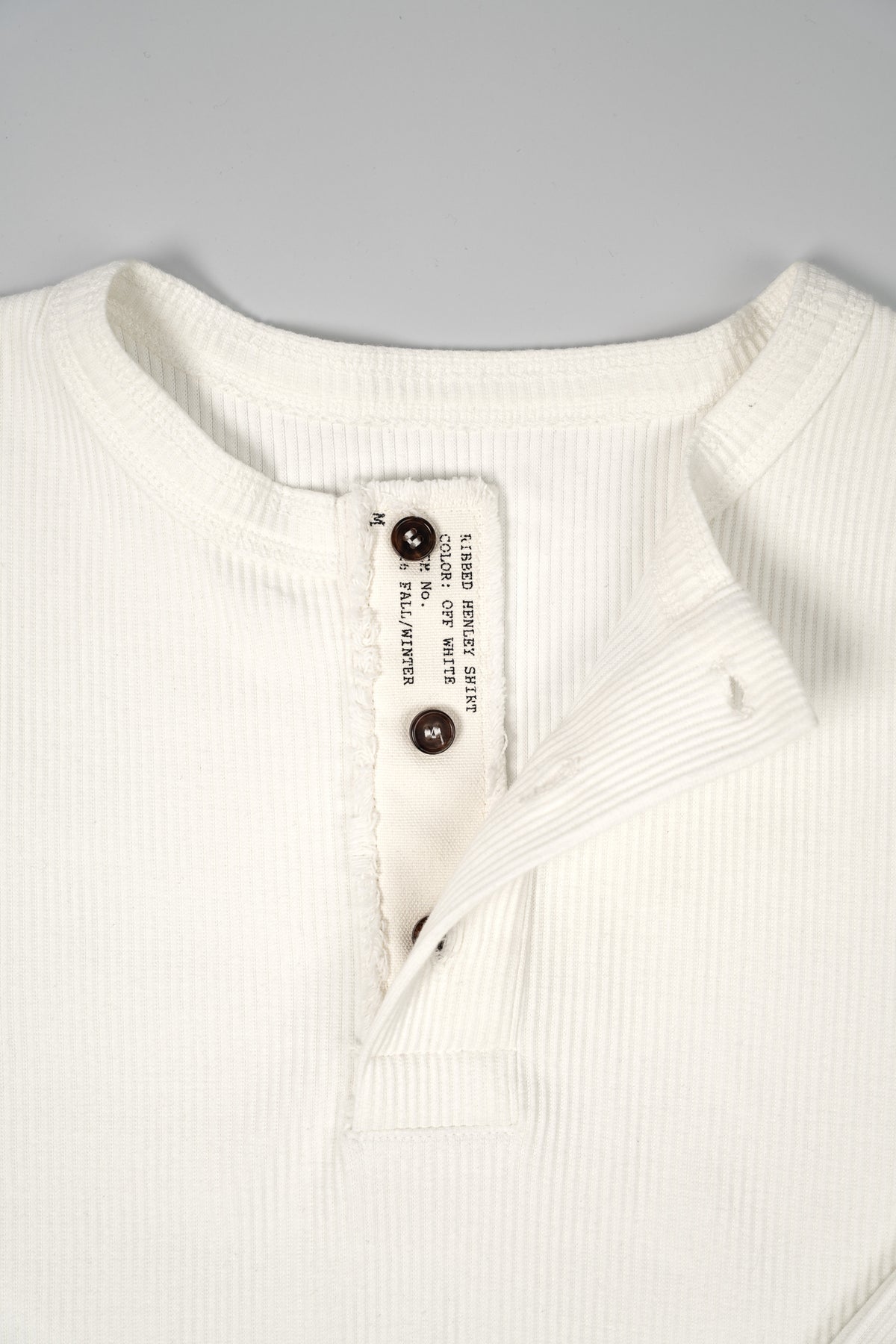 RIBBED HENLEY SHIRT OFF-WHITE