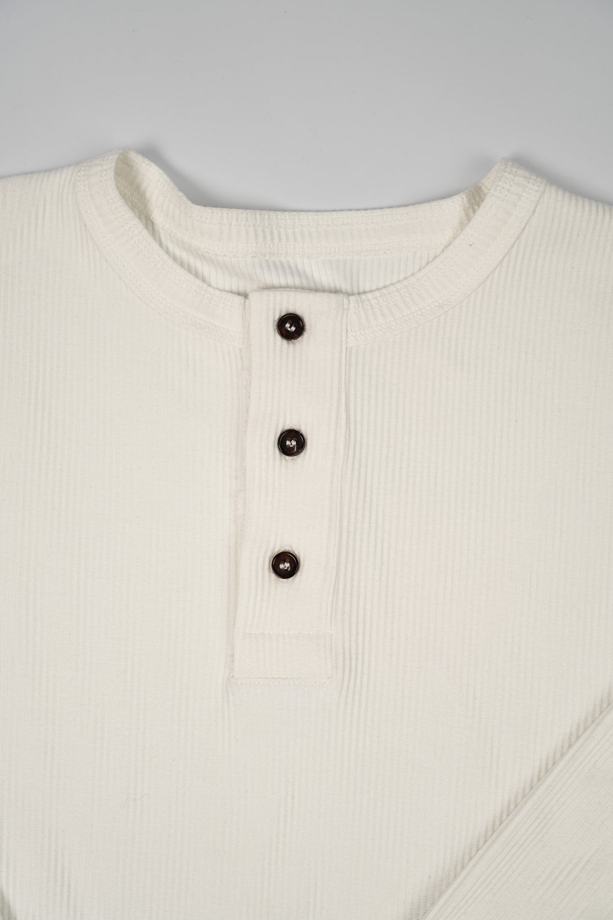 RIBBED HENLEY SHIRT OFF-WHITE