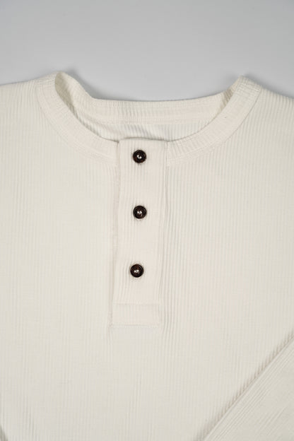 RIBBED HENLEY SHIRT OFF-WHITE
