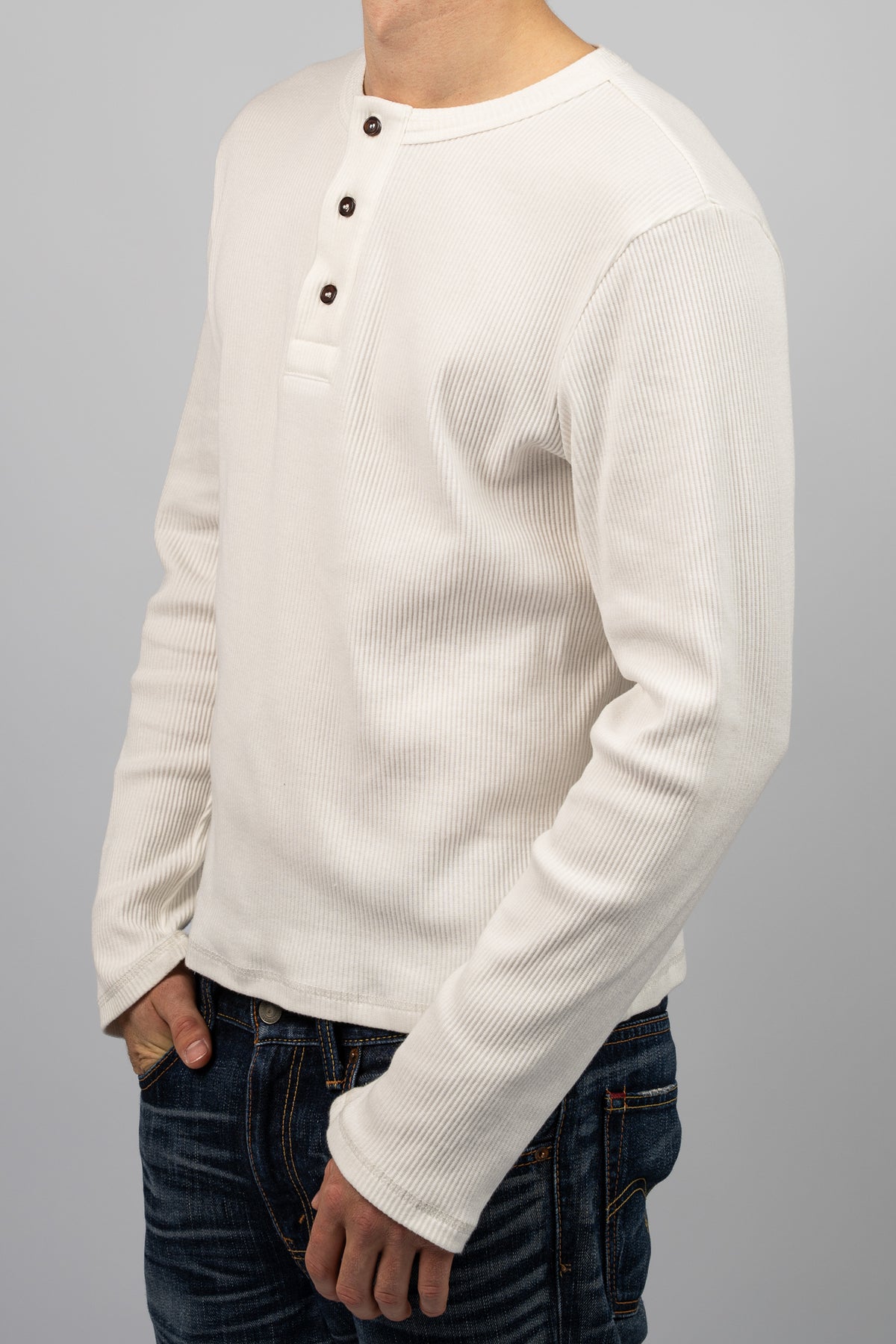 RIBBED HENLEY SHIRT OFF-WHITE